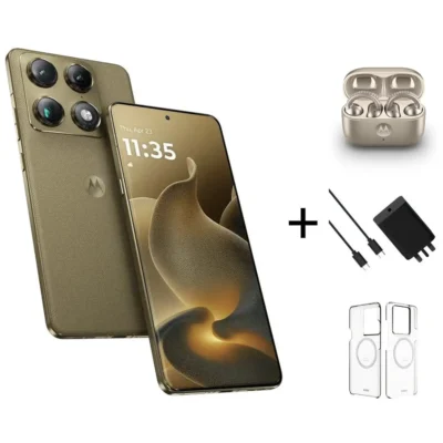 Motorola Signature 5G 512GB 16GB RAM Pantone Martini Olive Smartphone + Buds Loop + 90W Charger + Cover