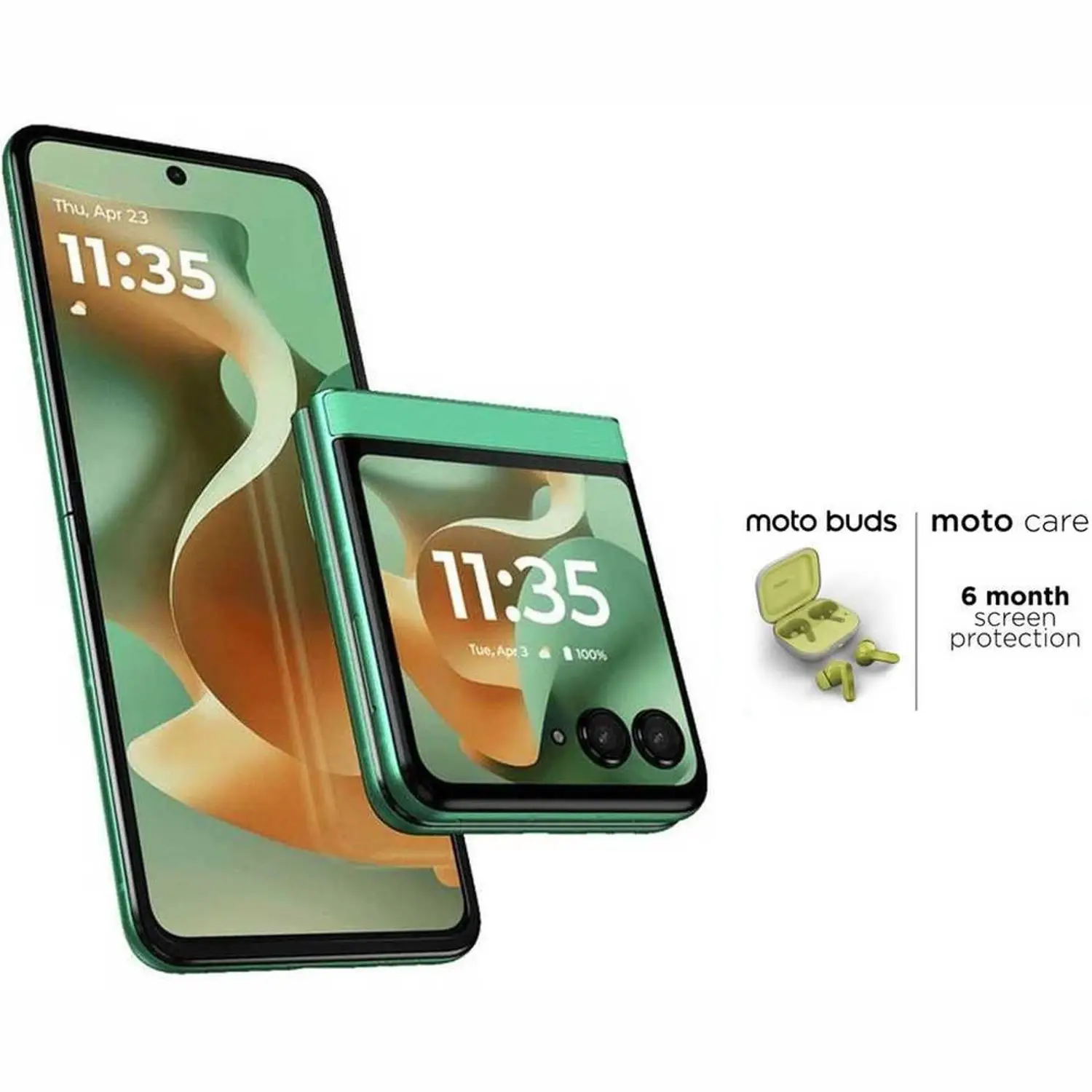 S500935225_1.webp Motorola Razr 60 5G 256GB 8GBRAM PANTONE Spring Bud + Moto Buds + 6month Screen Protection - Image 1